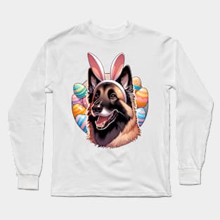 Belgian Laekenois Celebrates Easter with Bunny Ears Long Sleeve T-Shirt